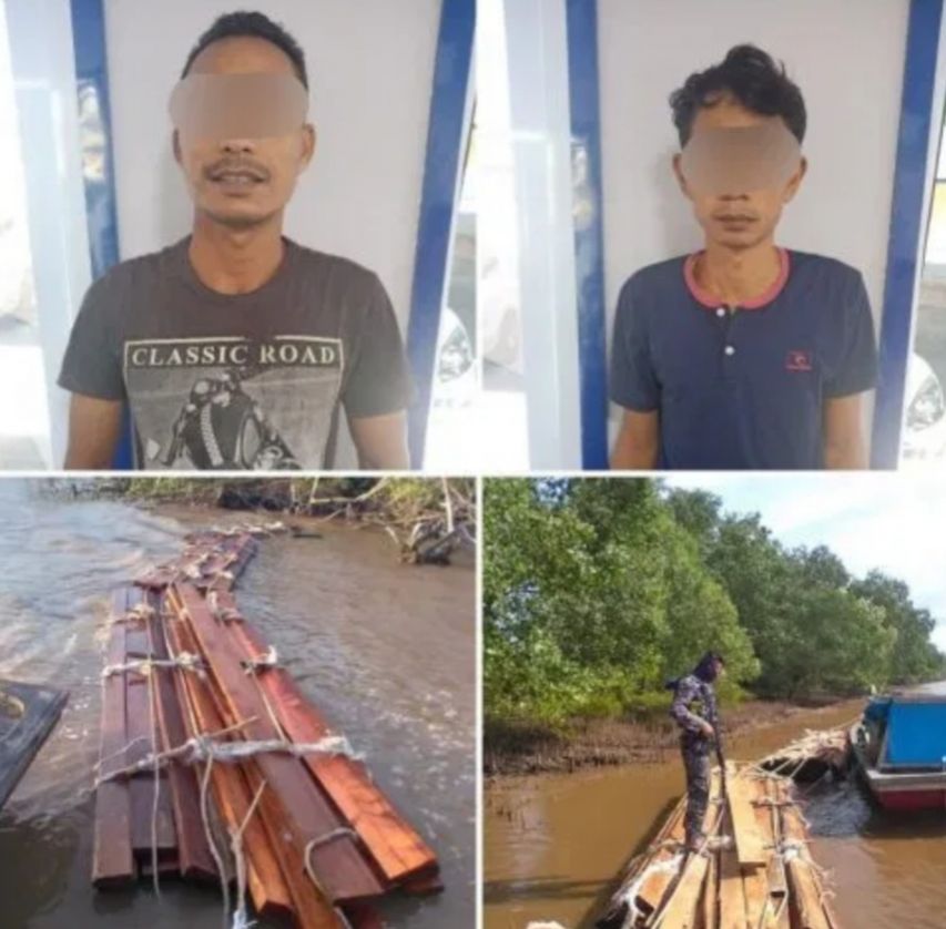 Kedapatan Membawa Kayu Olahan Ilegal, Dua Warga Sungai Apit Dibekuk Polairud Polda Riau 